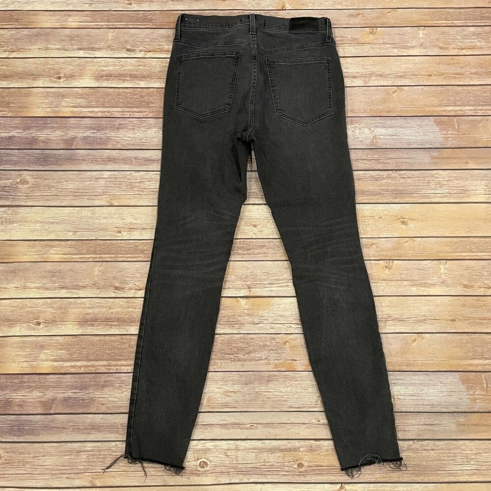 Madewell Short 9 Inch High Rise Skinny Jeans Black Sea Knee Holes - Picture 3 of 9